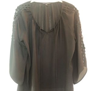 Black Top with Cutout Sleeves